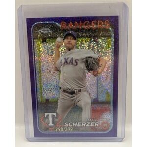 2024 Topps Chrome Max Scherzer Purple Speckle Refractor /299 #37 Mets SP